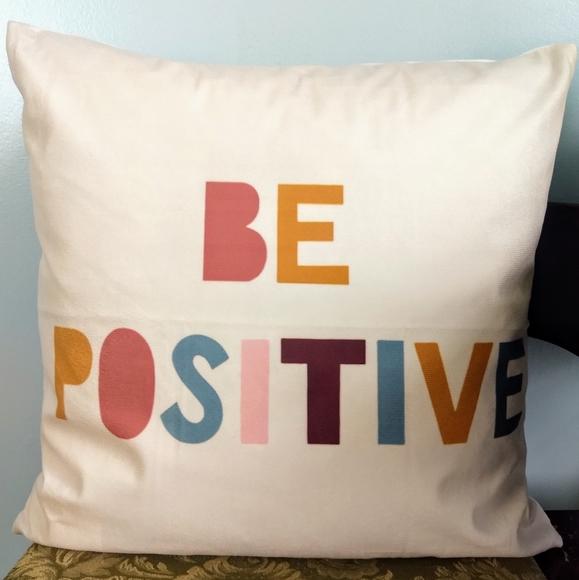 BE POSITIVE Light Pink Throw Pillow Cover - Picture 2 of 3